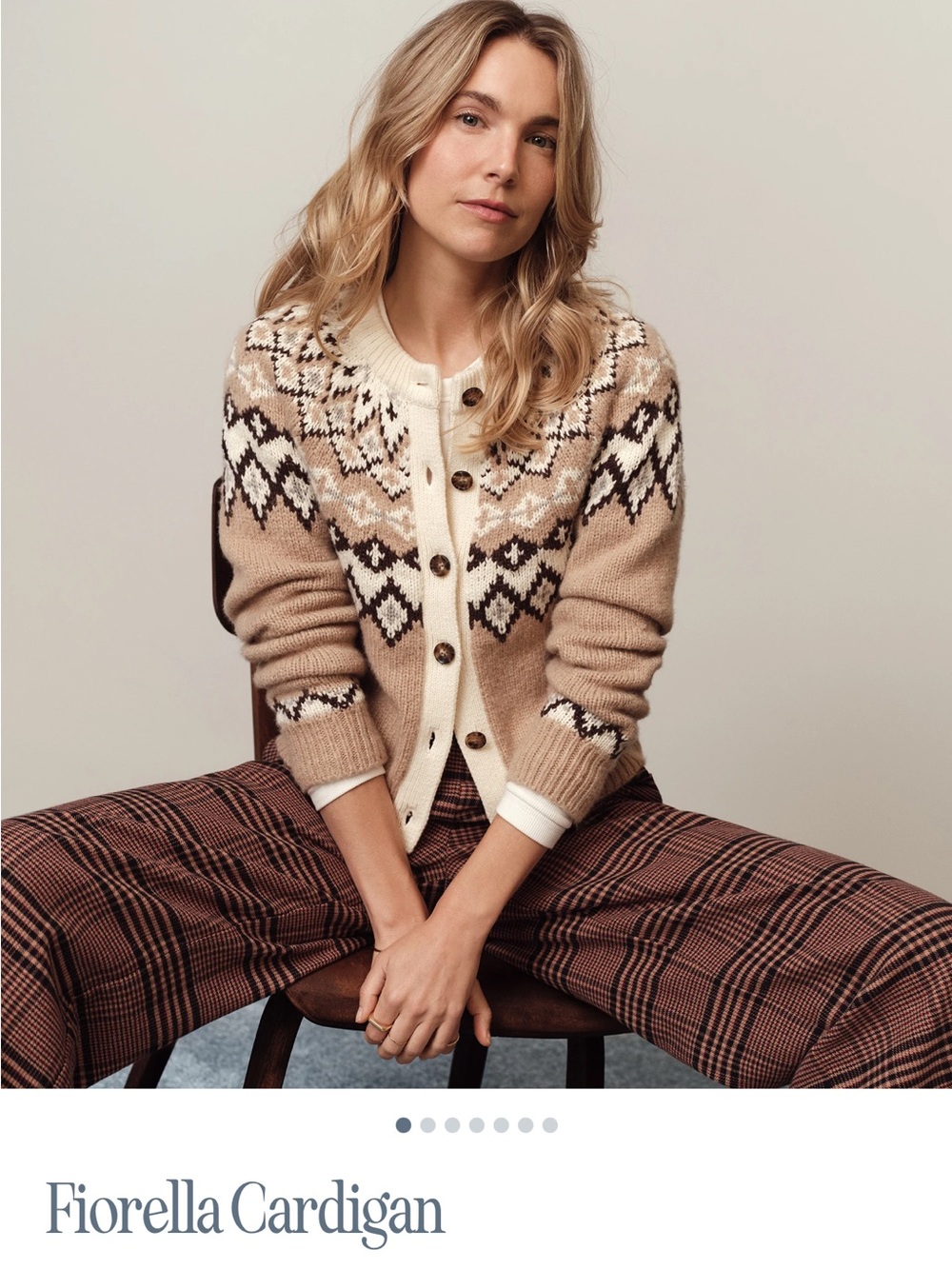 Marine Layer Fiorella Cardigan Neutral Fair Isle size Small NWT New